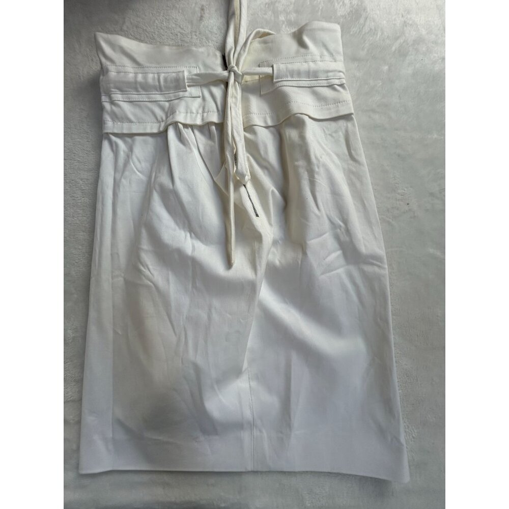 Stella McCartney Women White Tie Waist Pencil Skirt Size 36 Cotton Blend Stretch
